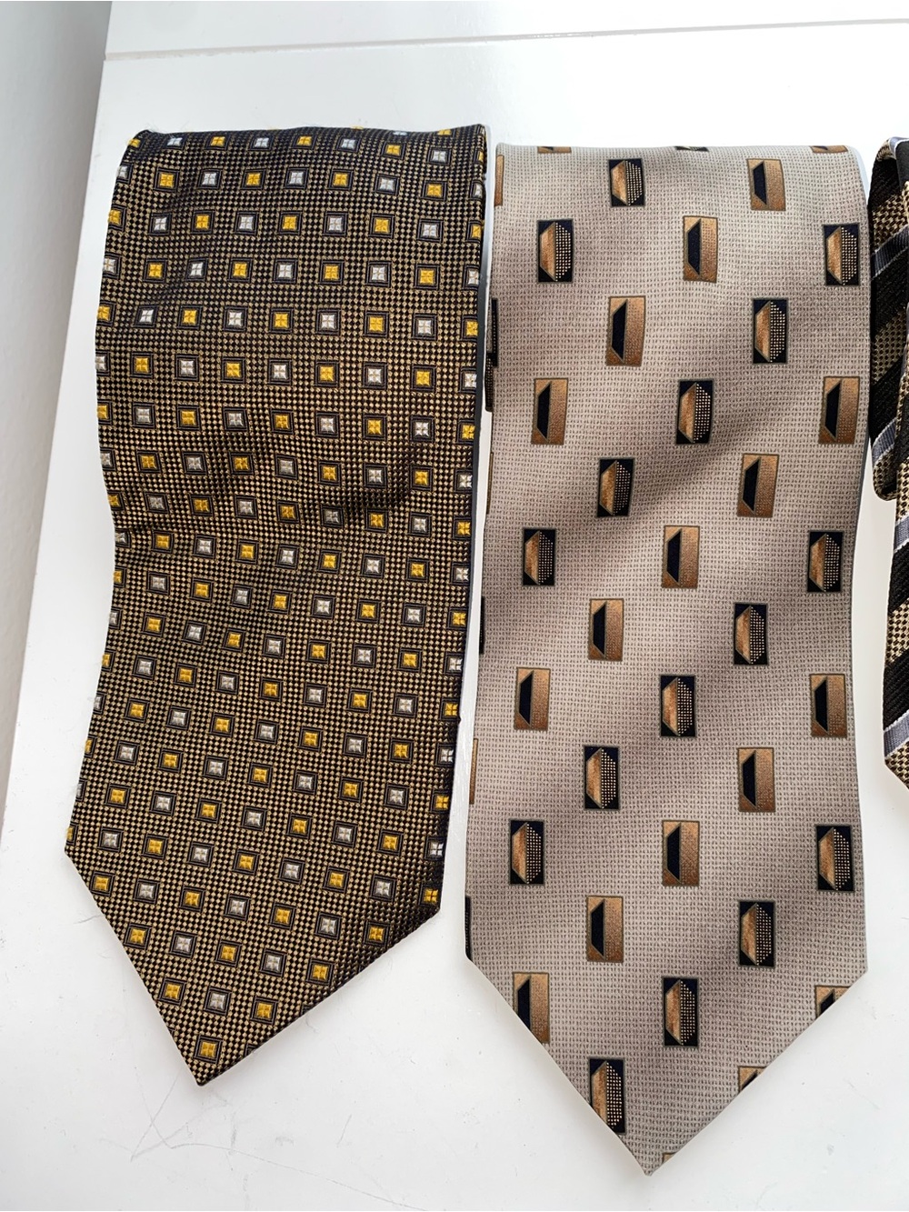 Men's Assorted Brown and Neutral Patterned Ties - Pack of 4, Vintage Classic - Picture 2 of 13